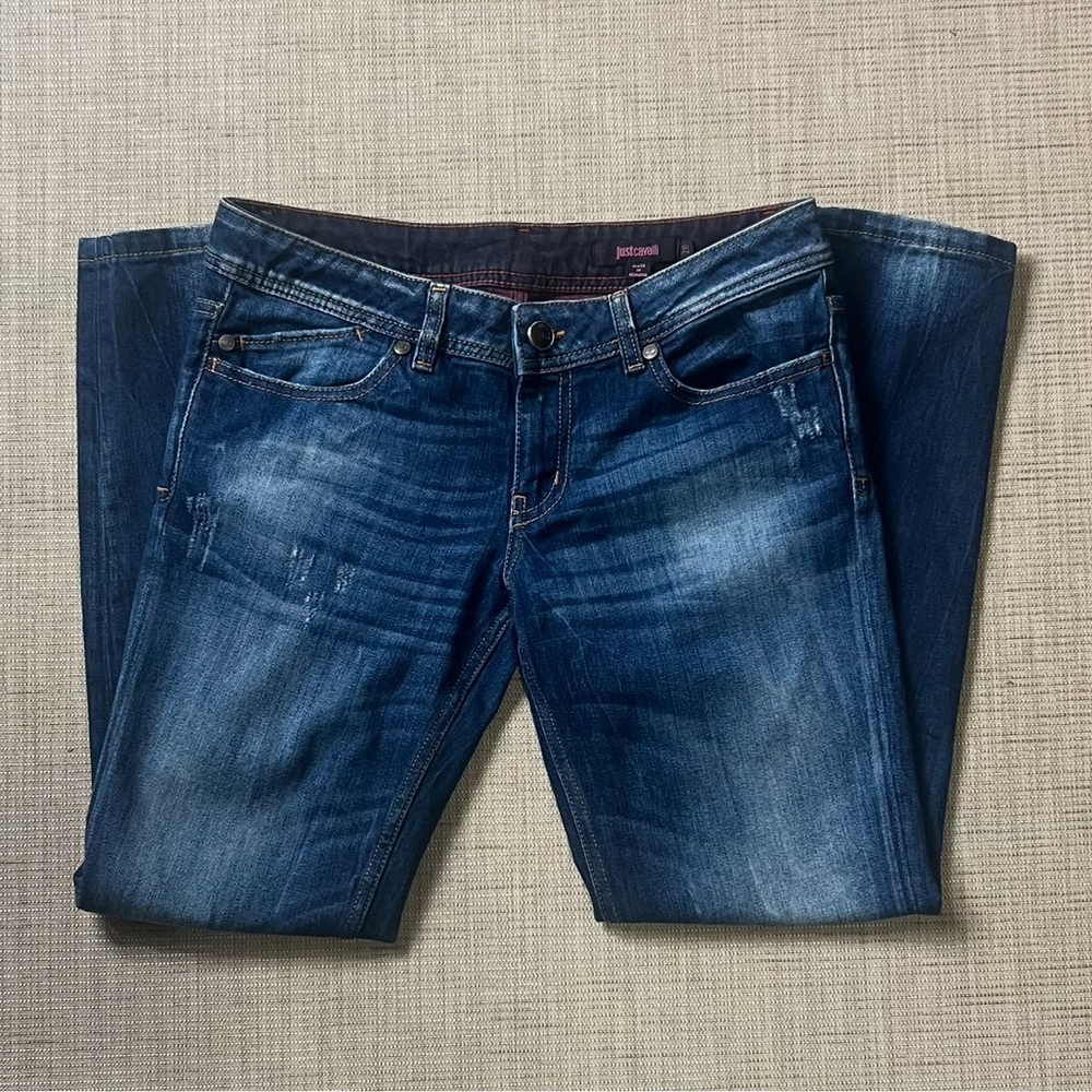 Just Cavalli Hologram Women's Straight Blue Jeans Size 28 Great Condition